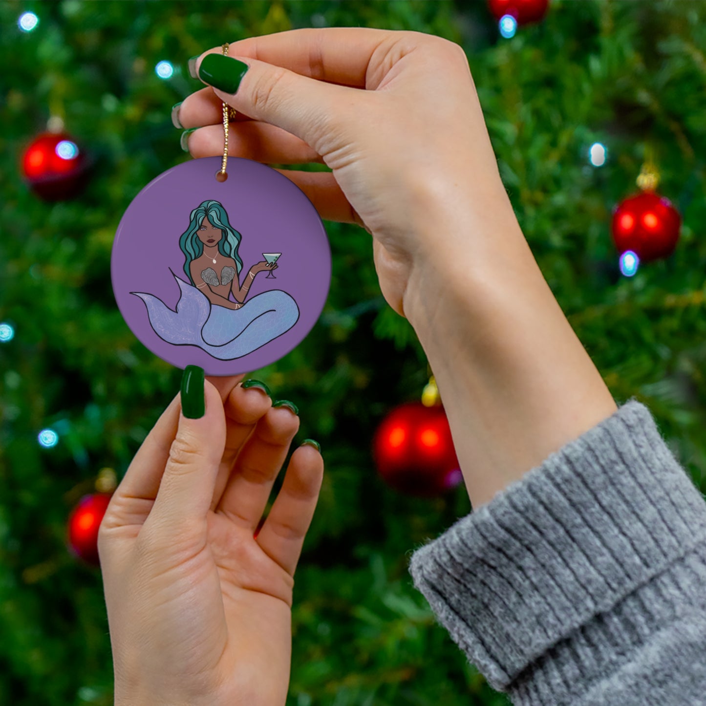 Ceramic Ornament - Martini Mermaid